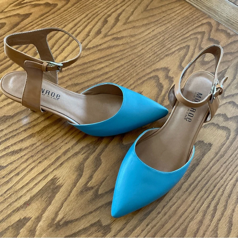 Monroe & Main Color Block Ankle Strap Heel/Pumps, Women’s Sz 6.5M